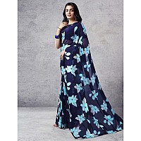 Satrani Womens Pure Georgette Saree 3633S103NNavy Blue Multi