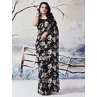 Satrani Womens Pure Georgette Saree 3633S101NBlack