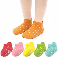 Momisy Baby Girl Boys Children Non Slip Toddlers Infant Children Cotton Stretch Crew Anti Skid Slip Socks6 Pairs Antiskidpolk