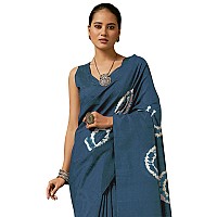 AKHILAM Womens Bhagalpuri Silk Tie and Dye Printed Saree With Unstitched Blouse Piece(Grey_23WOM23911D_HS)