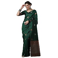 Twixxle Womens Kanjivaram Banarasi Silk Saree With Unstitched Blouse Piece (Green 2)