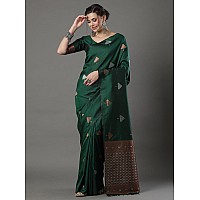 Twixxle Womens Kanjivaram Banarasi Silk Saree With Unstitched Blouse Piece (Green 2)