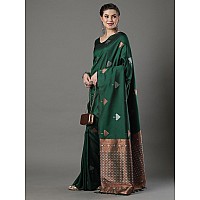 Twixxle Womens Kanjivaram Banarasi Silk Saree With Unstitched Blouse Piece (Green 2)