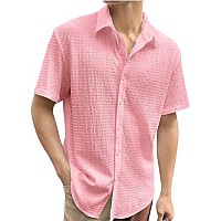 Pinkmint Popcorn Shirt For Men Soild Slim Fit Sleeve Spread Collar Trendy Men Shirt Summer Wear Goa Wear Aqua Blue