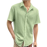 Tee Projekt Mens Popcorn Shirt Texture Pattern Mens Casual Shirt Half Sleeves Goa Beach Summer Shirt Mint Green