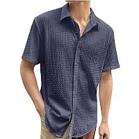 Tee Projekt Mens Popcorn Shirt Texture Pattern Mens Casual Shirt Half Sleeves Goa Beach Summer Shirt Grey