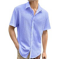 Tee Projekt Mens Popcorn Shirt Texture Pattern Mens Casual Shirt Half Sleeves Goa Beach Summer Shirt Aqua Blue