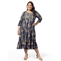 Mirchi Fashion Womens Anarkali Cotton Foil Work Shibori Dyed Embroidered Kurti Only Mpk9531Grey4Xl