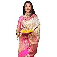 Jaanvi fashion Womens Banarsi Silk With Zari Jacquard Work Saree With Blouse Piece atharvpinkcream