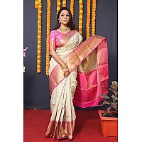 Jaanvi fashion Womens Banarsi Silk With Zari Jacquard Work Saree With Blouse Piece atharvpinkcream