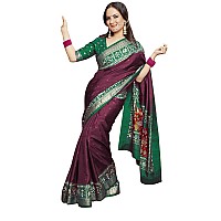 AKHILAM Womens Banarasi silk Animal Print Saree With Unstitched Blouse Piece(Magenta_TRITH10012.)