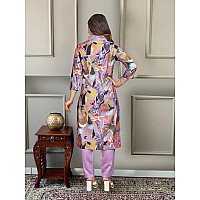 Naixa Womens Lavender Rayon Blend Embroidered And Printed Straight Kurta With Rayon Blend Pant And Organza Laced Dupatta Sets N