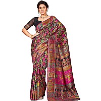 SWORNOF Womens Kanjivaram Banarasi Silk Patola Woven Design Saree With Unstitched Blouse Piece BLACK