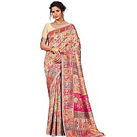 SWORNOF Womens Kanjivaram Banarasi Silk Patola Woven Design Saree With Unstitched Blouse Piece CREAM