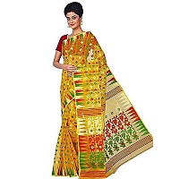 T.J. SAREES - Elegant Dhakai Jamdani Sarees for Women, Ideal Sarees for Women, Traditional Indian Clothing (Yellow,Pack Of 1)