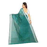 Indian Fashionista Stylish Cotton Silk Casual Wear Saree With Unstitched Blouse For Women (Plaindarkgreen)