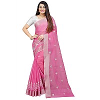 Indian Fashionista Stylish Cotton Silk Casual Wear Saree With Unstitched Blouse For Women Lightpink