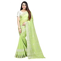 Indian Fashionista Stylish Cotton Silk Casual Wear Saree With Unstitched Blouse For Women Lightgreen