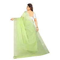 Indian Fashionista Stylish Cotton Silk Casual Wear Saree With Unstitched Blouse For Women (Plainlightgreen)