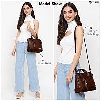 Vismiintrend Brown Leather Sling Satchel Handbag For Women & Girls| Casual Shoulder Bags For Travel, Office, College | Side Purse For Birthday, Anniversary Gift For Wife & Rakhi Gift For Sisters