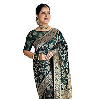 Yashika Woven Banarasi Kanjivaram Cotton Silk Jaquard Womens Saree AZYSOGSEVAParentGreen