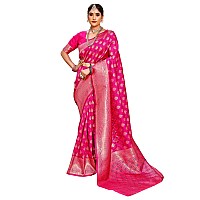 Leriya Fashion Womens Pure Jacquard Banarasi Kanjivarm Cotton Silk Saree with Blouse Piece Saree Pink