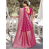 Leriya Fashion Womens Pure Jacquard Banarasi Kanjivarm Cotton Silk Saree with Blouse Piece Saree Pink