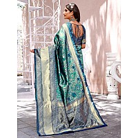 Leriya Fashion Womens Pure Jacquard Banarasi Kanjivarm Cotton Silk Saree with Blouse Piece Green