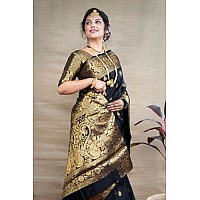 GRECIILOOKS Womens Jacquard Cotton Silk Saree GLS2371BLACK