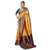 GRECIILOOKS Womens Jacquard Cotton Silk Saree GLS2364ORANGE