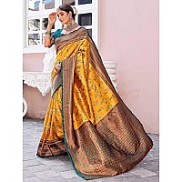 GRECIILOOKS Womens Jacquard Cotton Silk Saree GLS2364ORANGE