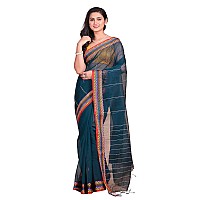 T.J. SAREES Handloom Cotton Tant Saree Choice for Women Perfectly Crafted Sarees for Women Comfortable Cotton Sarees for Women (Sea Green Pack Of 1)