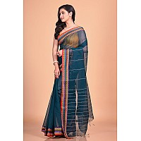 T.J. SAREES Handloom Cotton Tant Saree Choice for Women Perfectly Crafted Sarees for Women Comfortable Cotton Sarees for Women (Sea Green Pack Of 1)