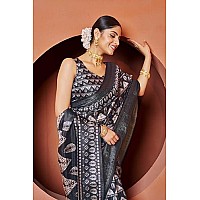 GRECIILOOKS Womens Jacquard Cotton Silk Saree GLS2376BLACK