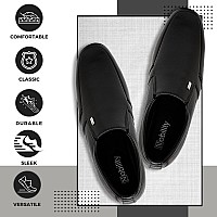 NOBILITY by Action Faux Leather Black Formal Slip On Shoes for Men | Breathable | Comfortable Walking | Classic Design | Slip Resistant |10 UK