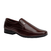 NOBILITY by Action Faux Leather Brown Formal Slip-On Shoes for Men | Comfortable Walking | Classic Design | Breathable | Slip Resistant |6 UK