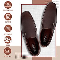 NOBILITY by Action Faux Leather Brown Formal Slip-On Shoes for Men | Comfortable Walking | Classic Design | Breathable | Slip Resistant |6 UK