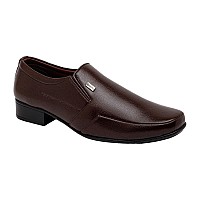 NOBILITY by Action Faux Leather Brown Formal Slip On Shoes for Men | Breathable | Comfortable Walking | Classic Design | Slip Resistant |10 UK