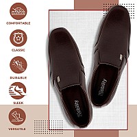 NOBILITY by Action Faux Leather Brown Formal Slip On Shoes for Men | Breathable | Comfortable Walking | Classic Design | Slip Resistant |10 UK