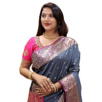 AMIRAT Womens Banarasi Saree Soft new ladies 2024 Design Wear Pattu Sarees Latest Cotton Party Sari collections With Blouse Piec