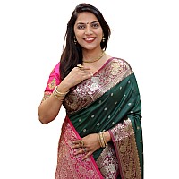 AMIRAT Womens Banarasi Saree Soft new ladies 2024 Design Wear Pattu Sarees Latest Cotton Party Sari collections With Blouse Piec