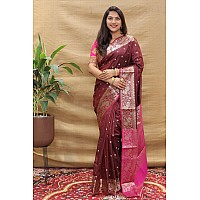 AMIRAT Womens Banarasi Saree Soft new ladies 2024 Design Wear Pattu Sarees Latest Cotton Party Sari collections With Blouse Piec