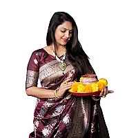 AMIRAT Womens Banarasi Silk With Woven Floral Zari Design Saree With Blouse Piece Gulabo 2 Maroon