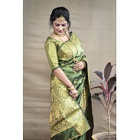 AMIRAT Womens Paithani Silk Blend Saree With Zari Woven With Blouse Piece (Perrot Green)