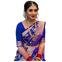 C J Enterprise Womens Pure Soft Kanjivaram Silk Saree Banarasi Design Wear Pattu Sarees Latest Party Cotton Sari With Blouse Piece for Wedding sadi new ladies 2023 2024 (Pari164 paithani) (RoyalBlue)