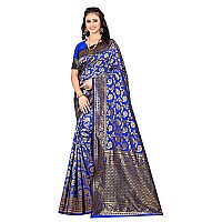 C J Enterprise Womens Pure Soft Kanjivaram Silk Saree Banarasi Design Wear Pattu Sarees Latest Party Cotton Sari With Blouse Piece for Wedding sadi new ladies 2023 2024 (Pari164 paithani) (RoyalBlue)