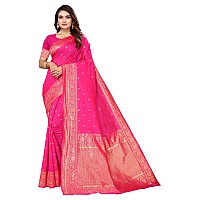 SHIVANAA Womens Woven Kanjivaram Jacquard Pink Saree With Blouse Saree Women WomenSari For WomenWedding Saree