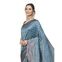 SHIVANAA Womens Woven Kanjivaram Jacquard Light Blue Saree With Blouse Saree Women WomenSari For WomenWedding Saree