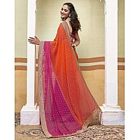 SIRIL Womens Georgette Foil Printed Saree With Unstitched Blouse Piece (3694S141_Orange)