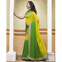 SIRIL Womens Georgette Foil Printed Saree With Unstitched Blouse Piece 3694S145Yellow Green